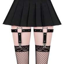 Bộ 2 dây nịt tất nữ kiểu tai mèo phong cách Gothic Punk, chất liệu da PU mềm mại, chống trượt, có khóa điều chỉnh được. - A - Xem 15