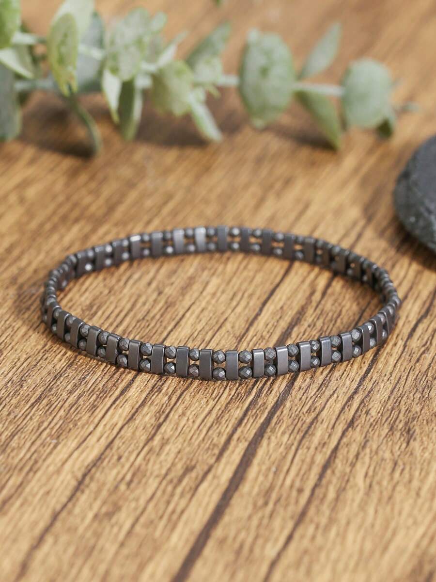 RINTOLER 1 chiếc vòng tay hạt cườm nam kiểu dáng tối giản, co giãn, thích hợp đeo hàng ngày, món quà tuyệt vời dành cho bạn trai. - Nhiều màu - Xem 1