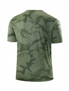 Men's Summer Camouflage Quick-Dry T-Shirt, Lightweight Outdoor Sports Short Sleeve Top - Army Green - View 4