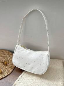 New Minimalist Fashion Shoulder Bag, Casual Outing, Work, Commute, Women Underarm Bag - White - View 2