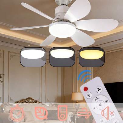 Versatile 30W LED Ceiling Fan With Remote Control- E27 Base, Includes Light Bulb - Perfect For Bedroom, Living Room, Kitchen & Balcony