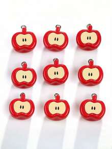 10/20/50/100pcs New Resin Apple Pendant Charms, Cute 3D Cartoon Keychain Accessories DIY Jewelry Findings - Apple - View 7