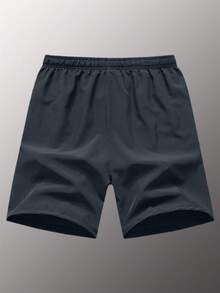 Teen Boy Fashion Letter Print Versatile Drawstring Waist Pocket Zipper Casual Shorts - Grey - View 2