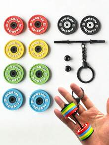 PVC Detachable Dumbbell Keychain, Mini Size, Thick Material Exquisite Metal Dumbbell Weight Plate Keychain - Multicolor - View 1