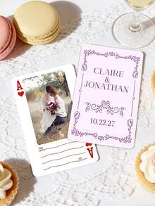 1pc Custom Text Wedding Playing Cards – Personalized 36-Style Couple Name & Date Deck | Romantic Wedding Favor For Guests, Bridal Shower & Engagement Party | Unique Wedding Keepsake & Table Decor - Multicolor - View 24