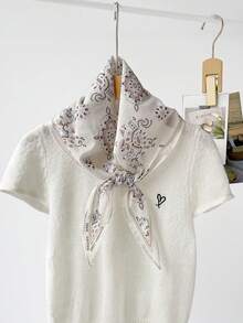 1pc Elegant Cotton Triangle Scarf, Retro Headscarf For Commuting, High-End Atmosphere Neck Wrap - Multicolor - View 11