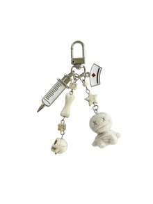 Gotischer Stil Flockiger Bandage Mumie Hänge-Anhänger, süßer Halloween Handy-Anhänger, kreative Spritzen Schlüsselanhänger Accessoires Anhänger Festival Abschluss Lehrer Wertschätzung Geschenke Geburtstags Geschenk Muttertagsgeschenk - Verschiedenfarbig - Übersicht 5