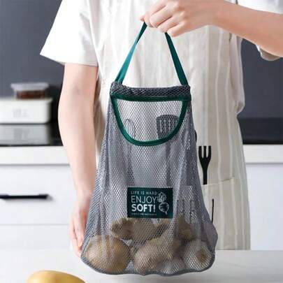 Túi lưới đựng đồ nhà bếp cỡ lớn - Túi treo tường đựng trái cây, rau củ, gừng và tỏi - Chất liệu nhựa bền chắc.