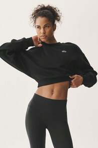 Alo Yoga Cropped Accolade Crewneck Designed For A Relaxed Fit Women's Black W3924rg - 黑色 - 查看 1