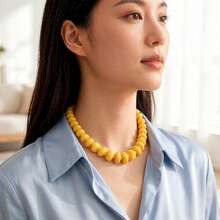 1 pieza Collar de cuentas de resina de dopamina con estilo bohemio y casual, adecuado para uso diario, vacaciones, viajes y ocio, joya de moda como regalo para familiares y amigos - Collar de resina - Ver 10