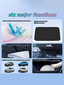 1pc Holographic Double Layer Windshield Sunshade, Laser Titanium Silver & Diamond Grid Heat Insulation, UV Protection, Non-Obstructing Rearview Mirror, Foldable Universal Car Sunshade, Suitable For SUV And Small Cars (Silver) - A - View 8