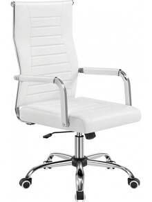 Office Chair White Desk Ergonomic Faux Leather High Back Reclining Rocking 360 Swivel Wheels °   Adjustable Height, Load Capacity 136 KG - 黑色的 - 查看 10