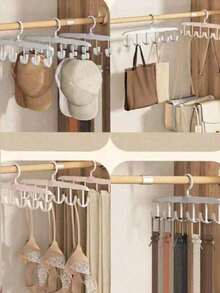 1pc 12-Hook Rotatable Drying Rack Space-Saving Lingerie Hanger Wavy Design Multi-Function Hanging Rack For Clothes Towels Delicates Quick-Dry Indoor Outdoor Laundry Organization Foldable Compact Storage Solution Bedroom Bathroom Kitchen Dorm - Multicolor - View 4