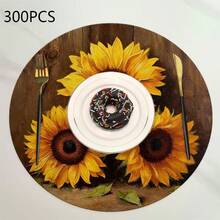4pcs/Set Daily Floral Pattern Placemats, Decorative Placemats, Best Selling, Wrinkle-Resistant, Featuring Sunflower, Countryside, And Minimalist Abstract Designs. Size: 36*36cm, Suitable For Birthday, Housewarming, Celebration Banquet, Holiday Party, And Family Gathering. Machine Washable. An Excellent Gift. - Multicolor - View 16
