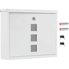 XL Briefkasten mit Edelstahl Namensschild Wandbriefkasten Postkasten Briefkasten mit Schloss Mailbox inkl. 4 Schlüsseln Letter Box 9,5 x 35 x 28 cm - A - Übersicht 5