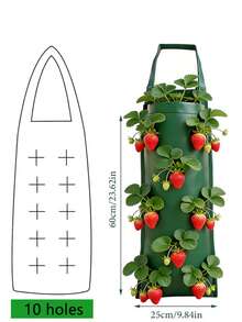 Túi trồng dâu tây treo, 8 lỗ/10 lỗ, dùng để trồng dâu tây, cà chua và ớt. - Nhiều màu - Xem 7