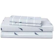 Nautica Audley Set de sábanas algodón percal Queen - Azul a rayas Audley - Ver 1