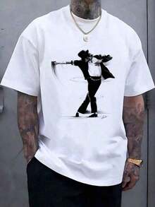 1pcsClassic Michael Jacksons King Of Pops-Shirt,Men Fashion Rock-Shirt,Punk Pullover-Shirt,Super Value Hot% Cotton-Shirt,Suitable Fans,& Holiday Men And Women Graphic Tee, Music180g-Men's Plus Size Short Sleeve-Shirt Graphic Summer Tops Casual Loose Tee - 黑色 3 - 查看 8