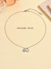 1 chiếc vòng cổ mặt dây chuyền hình trái tim đôi đính đá INS mới, phong cách thời trang Hàn Quốc, thích hợp làm quà tặng Ngày Valentine/Bạn thân, phù hợp để đeo hàng ngày. - Màu thép 6 - Xem 5