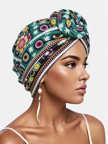 1 chiếc mũ turban kiểu châu Phi dành cho nữ, kiểu xoắn ốc, khăn trùm đầu Hồi giáo, thích hợp sử dụng hàng ngày. - nhiều màu - Xem 37