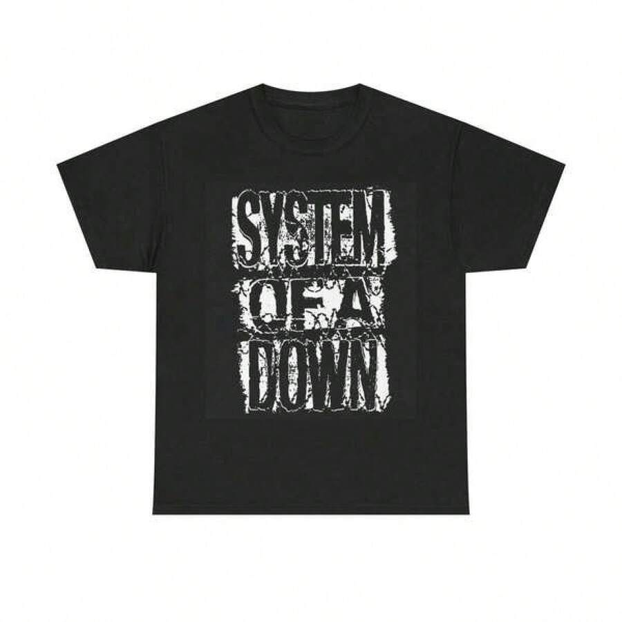 Printed Round Neck T-Shirt System Of A Down Unisex T-Shirt, 1PC Round Neck Short Sleeve, A Youthful And Fashionable Design Comfortable And Breathable Stylish Summer Holiday & Festival Outfit Tops - Perfect For Valentine's Day Dates, Spring Getaways, And Y2k Inspired Going Out Looks,  Trikot Toto En Ninetta, Kurdisch, , Boho Style Damen, Urlaub Must Have, Sport Set Damen, Maja Women, Pulli, Frühling Outfit, Sommer Outfit Damen, Festival Outfit Damen, Y2k, Ostern, , 2000s Style 9ZA1 - 黑色 - 查看 1