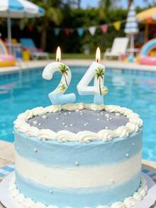1pc Hawaiian Beach Coconut Tree Themed 0-9 Number Candles For Holiday, Birthday, Anniversary Party Cake Decoration,Christmas - Multicolor - View 9