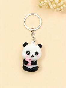 1pc Cute Panda Keychain With Heart Design, Panda Holding Phone Gifts For Mother, Father, Graduation, And Teacher - Multicolor - View 5