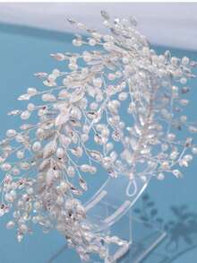 1pc Bridal Woven Headpiece, Crystal Hairband, Wedding Dress Accessory - Silver - View 4