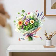 Hình dán tường bó hoa Ngày của Mẹ, Nam châm tủ lạnh khung cảnh ấm áp Chúc mừng Ngày của Mẹ, Hình dán cửa sổ ngày lễ, Chất liệu PVC có keo dán - Hình dán tường chủ đề Ngày của Mẹ - Xem 13