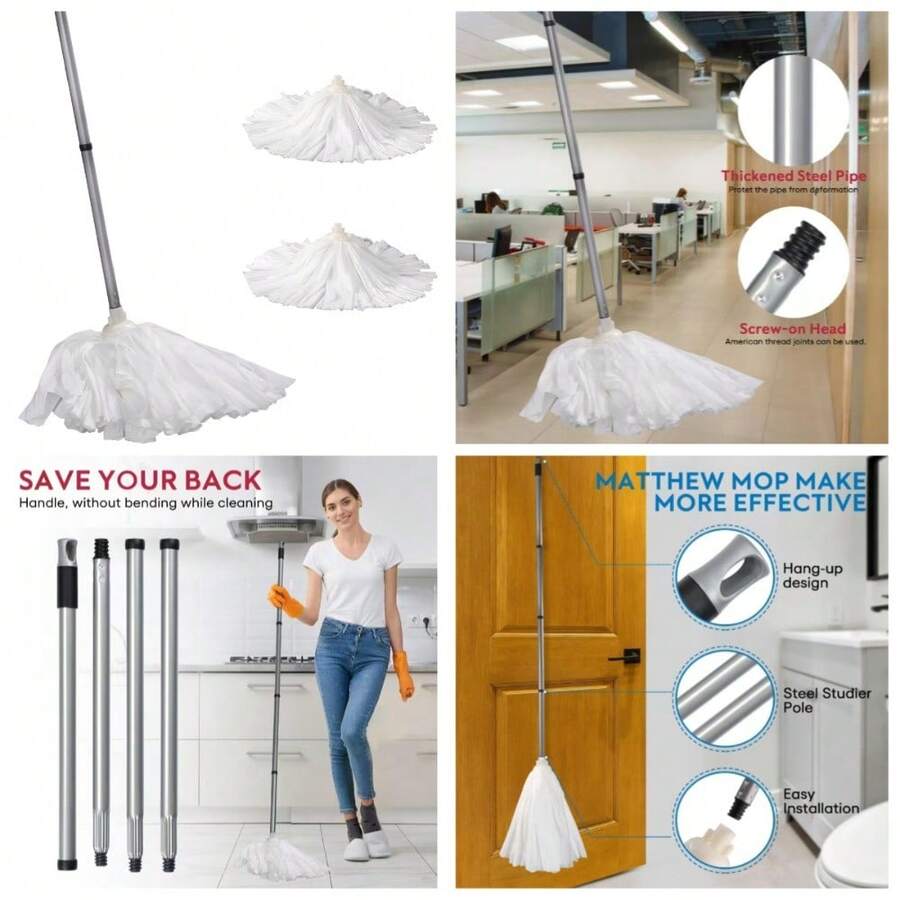 Universal Commercial Disposable Mop With Super Absorbent Non-Woven Heads, Stainless Steel Handle With Swivel Hang  For Easy Storage - 1 - View 1