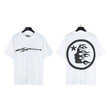 HellST Loose Fit Streetwear Cotton Tee, Casual Unisex Oversized T-Shirt, Couple Matching Short Sleeve - A706 White - View 1