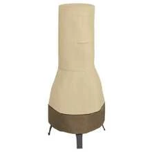Classic Accessories - Cubierta de chimenea resistente al agua de 22 pulgadas fundas para muebles de patio - Pebble/Corteza/Tierra - Ver 8