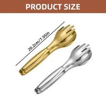 1pc Thick Stainless Steel Finger-Shaped Food Clip, Suitable For Frying, Steak, BBQ, Buffet - Silver - View 3