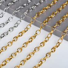 1/5 Meters Golden/Silvery Stainless Steel Chain For Jewelry Making Wide Oval Chain Ring High Quality Chain For DIY Making Necklace Bracelet Jewelry Chain Accessories - O - View 8