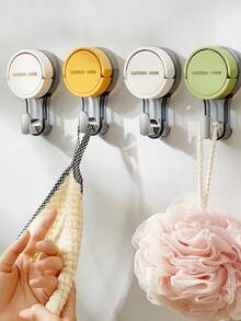 Ganchos con ventosa resistente - Varios colores (Blanco, Verde, Verde menta, Beige, Negro) - Ganchos para pared sin daños aptos para baño, cocina, puertas de vidrio - Ganchos de plástico para colgar toallas, utensilios, llaves - Fácil de instalar y retirar - Multicolor - Ver 3