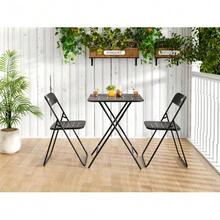 Conjunto de bistró plegable de tres piezas para uso exterior, con revestimiento electroforético, muebles de jardín plegables, 2 sillas y 1 mesa, conjunto resistente a la intemperie para uso interior y exterior. - Negro - Ver 4