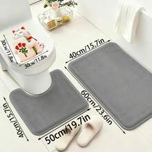 2 piezas Juego de alfombras de baño suaves, material de espuma de memoria de lujo, diseño en forma de U curva, forma rectangular, súper absorbente y antideslizante, hecho de fibra de poliéster, decoración de baño de lujo - Conjunto sencillo de dos piezas - Ver 11