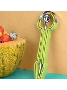 1pc 3-In-1 Fruit Baller, Melon Baller, Fruit Carving Knife, Fruit Flesh Removal Tool, Suitable For Kitchen Use - Green - View 7