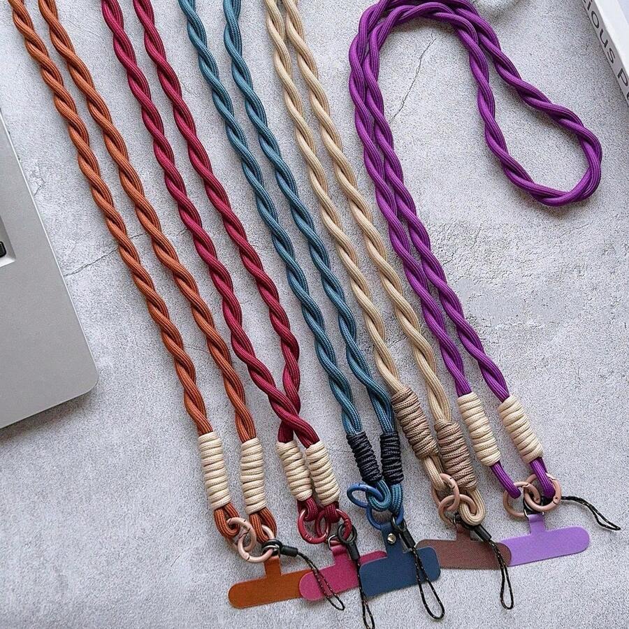 1 pieza Cordón multicolor trenzado de macramé para teléfono, correa antiperidida para teléfono, accesorio de teléfono personalizado y versátil, accesorio de teléfono, correa de muñeca para smartphone