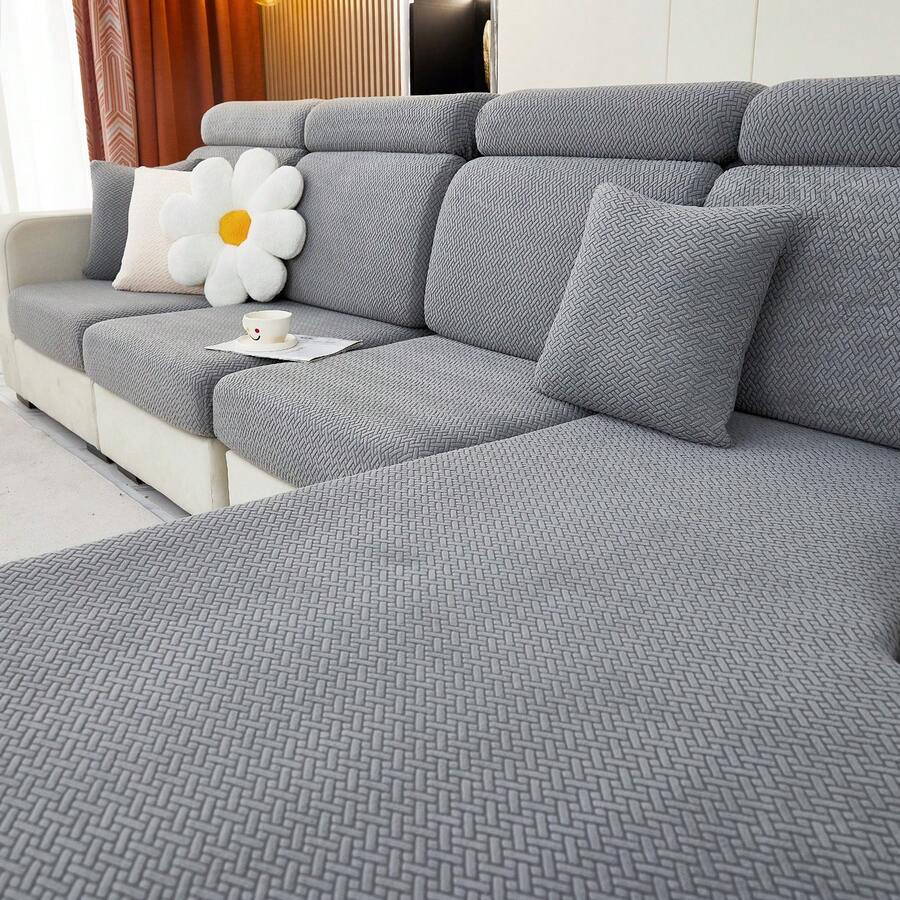 1 bộ bọc ghế sofa nhung jacquard cao cấp, chống trơn trượt, thân thiện với thú cưng, dễ vệ sinh, có thể giặt máy, không mùi, chống trơn trượt và chống mài mòn, bọc ghế sofa co giãn đa năng. - Màu xám đen - Xem 1