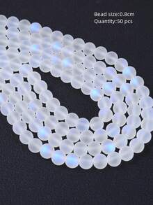 8mm Multicolor Shiny Glass Beads, For Women's DIY Jewelry Making - White - View 4