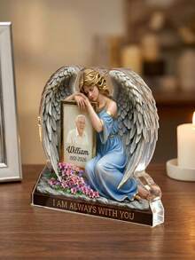 Placa conmemorativa de ángel personalizada de acrílico - Regalo conmemorativo familiar - Por siempre con el ángel - Por siempre en nuestros corazones, regalo del Día del Padre - La bendición del ángel 8 - Ver 7