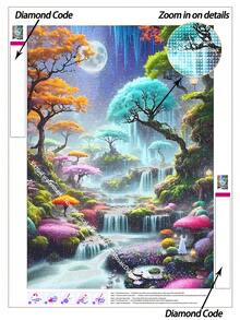 5D DIY 鑽石畫套裝 夢幻彩虹瀑布仙女森林 鮮豔幻想風景 級聯瀑布 發光月亮 奇幻魔法氛圍 手作裝飾畫 5D DIY 刺繡馬賽克藝術 享受動手樂趣 - 無框 - 查看 1