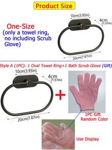 Toallero de pared para baño, anillo de toalla de acero inoxidable para cocina, baño y lavandería, sin necesidad de perforar para sostener toallas y trapos, gancho para toallas de gran resistencia, estante para toallas de mano con ganchos - Negro - Ver 4