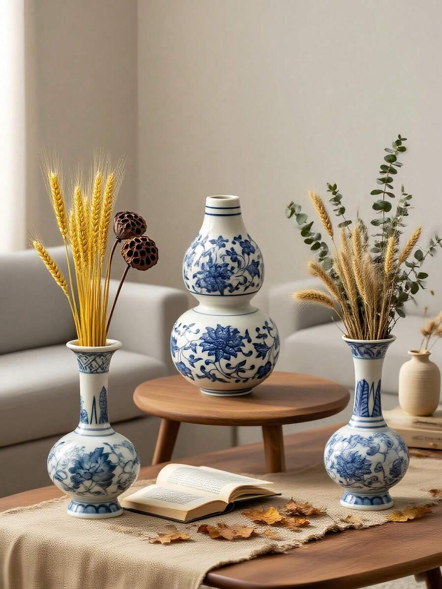 Blue And White Ceramic Vase Decor, Desktop Flower Vase, Living Room Museum Porch Decoration, Best Choice For Holiday High-End Gifts - Multicolor - View 1