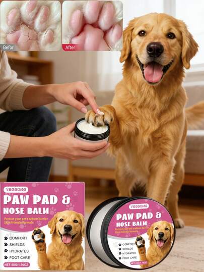 1pc/50g/60g Pet Paw Balm - Moisturizes, Soothes, And Protects Paws & Nose. Gentle, Pet-Friendly Formula Helps Relieve Rough, Cracked Paws And Noses. Provides Year-Round Skin Care For Pets.