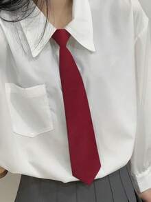 1条酒红色可爱JK制服基础款领带，时尚百搭可拆卸衬衫领带，日常休闲领口装饰，节日旅行 - 酒紅色 - 查看 2