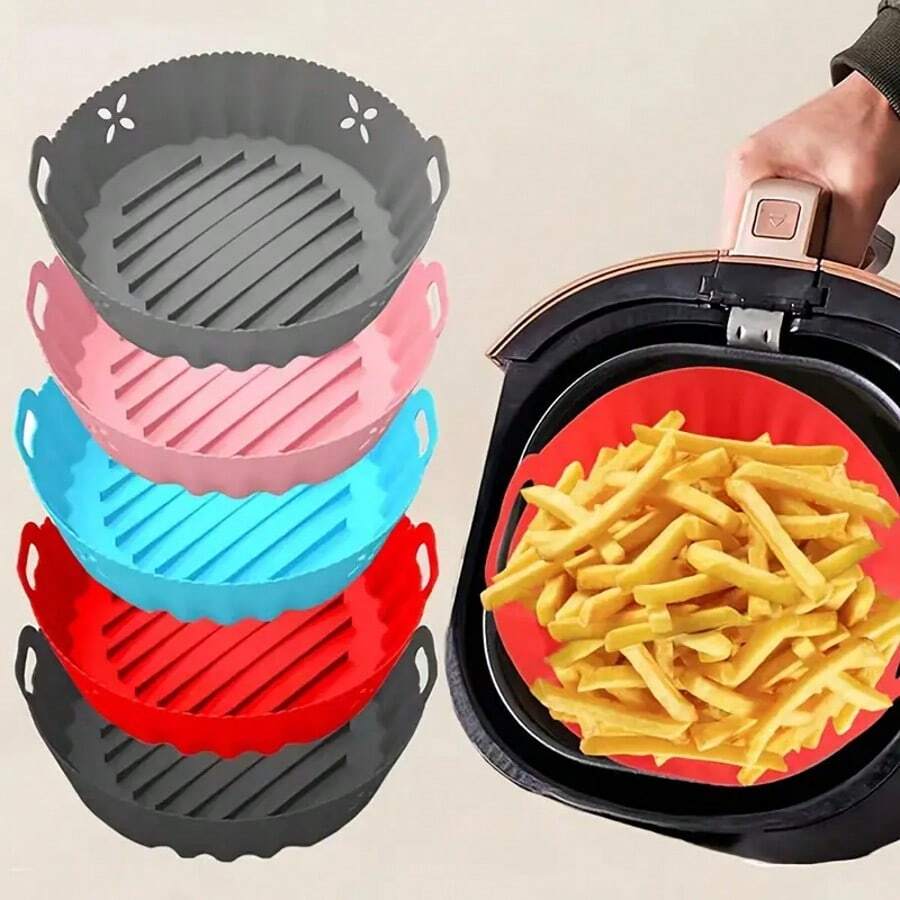 1 miếng lót nồi chiên không dầu bằng silicon tái sử dụng, phụ kiện nồi chiên không dầu