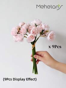 MEHELANY 18/1支人造粉色陸蓮花，11.81吋仿真迷你粉色陸蓮花，適合女性DIY花束，大宗假牡丹婚禮填充花，適用於婚禮、訂婚中心裝飾、花藝布置、新娘派對裝飾、居家裝飾 - 淺粉色 - 查看 5