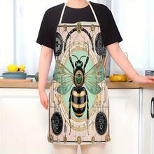 1 pieza Delantal de cocina con estampado de abeja, adecuado para cocina, sala de estar, comedor, hotel, barbacoa al aire libre y otros escenarios, hecho de 100% poliéster, lavable a máquina y a mano - Multicolor - Ver 6